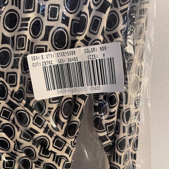 Vintage NWT Harold's V Neck Wrap Cream/Black Long Sleeve Maxi Dress Medium - Picture 4 of 4